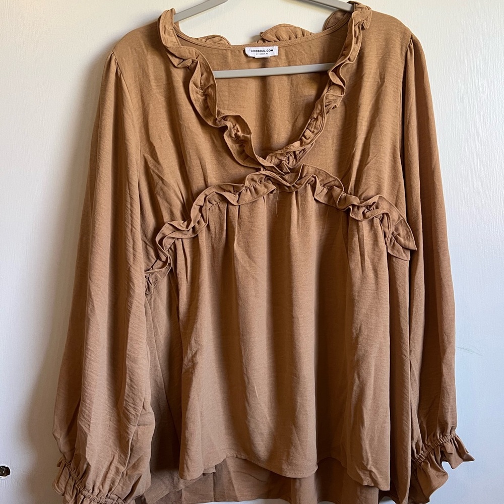 Universal Thread Brown Ruffled Blouse - image 1